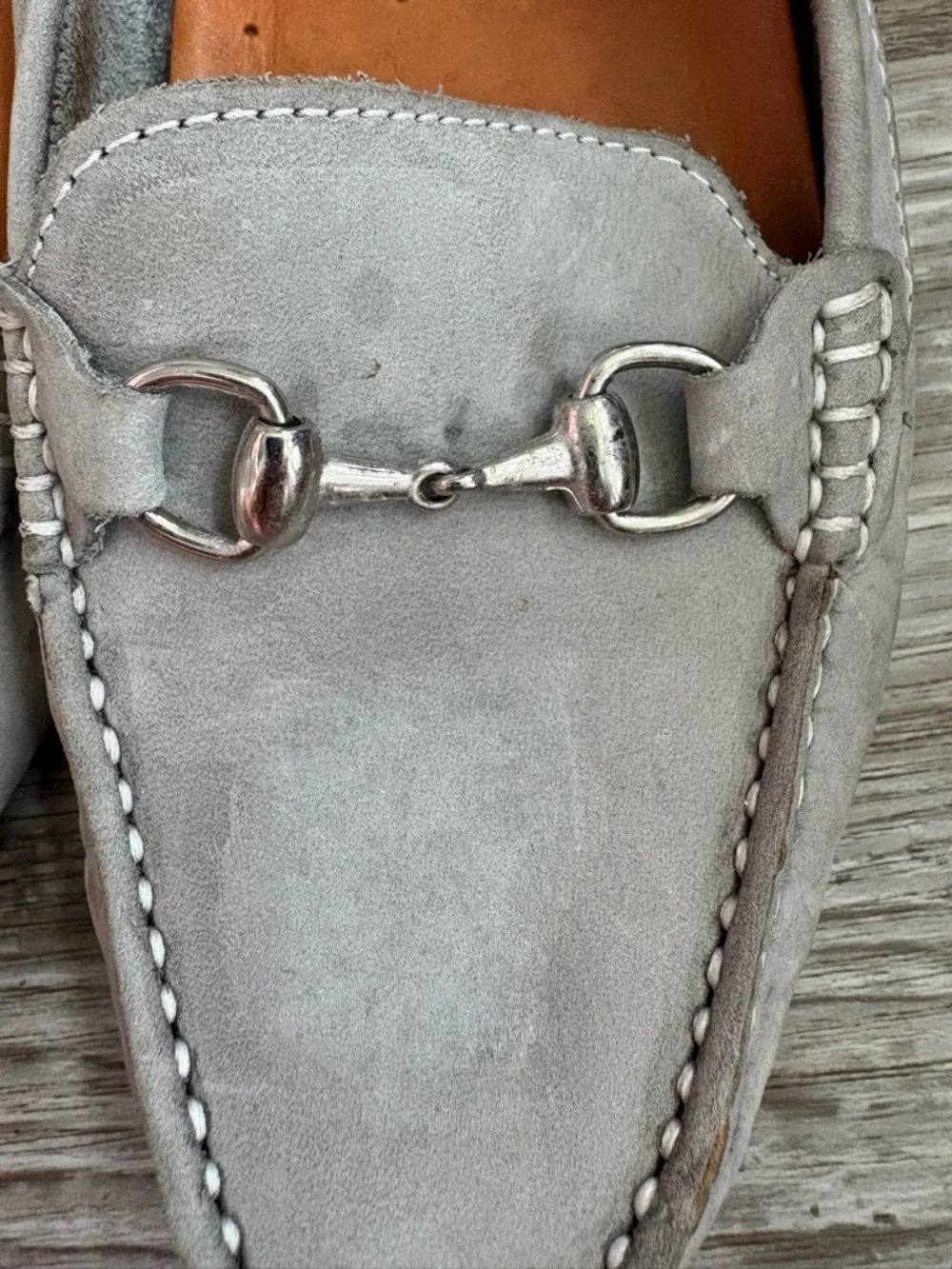 Mercanti Fiorentini Light Gray Suede Bit-Detail Loafers